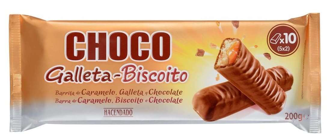 Barritas de galleta y caramelo Hacendado