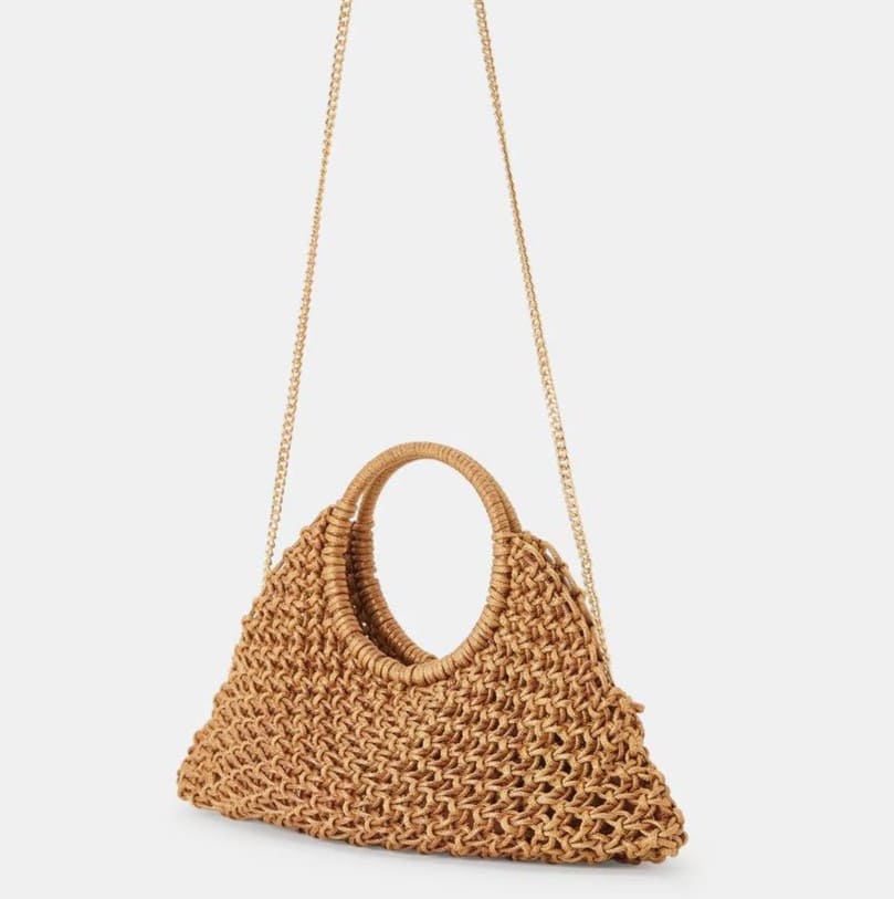 Bolso trenzado metalizado con cadena, Tintoretto