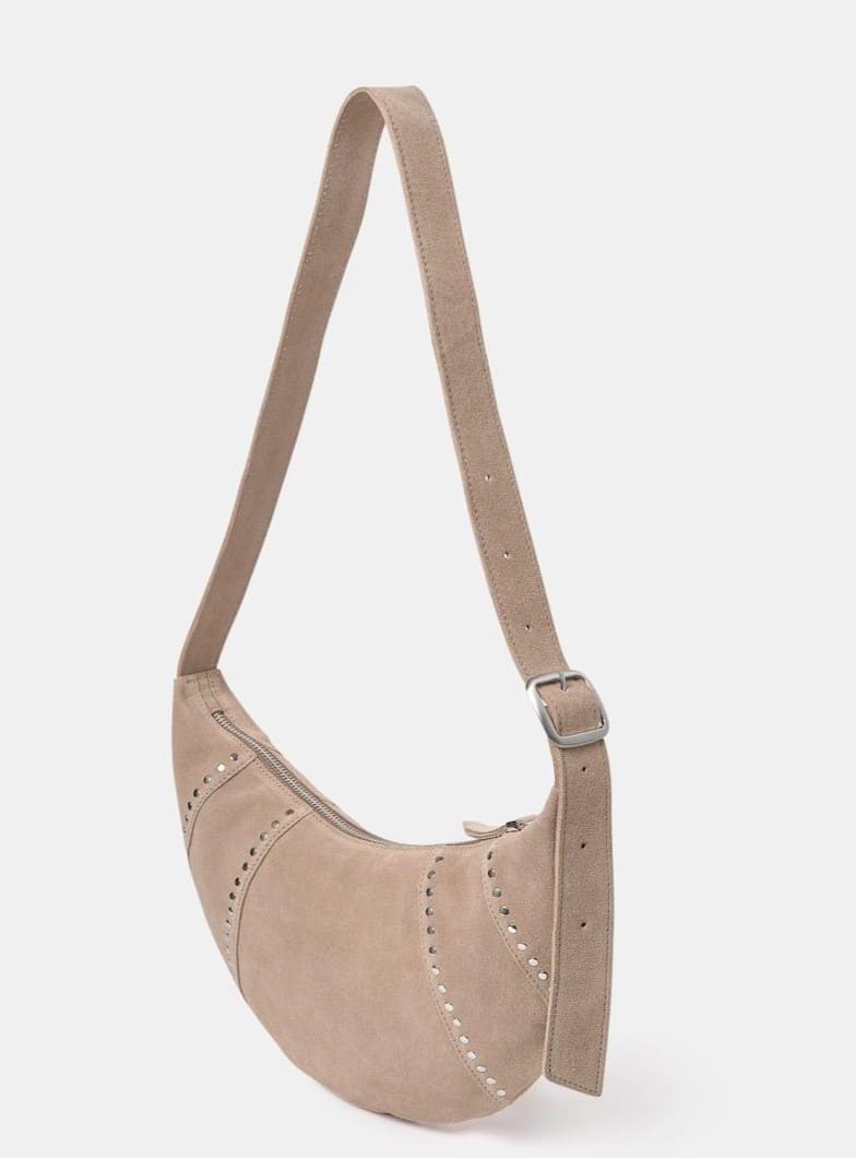 Bolso de hombro multiposición de piel con tachas