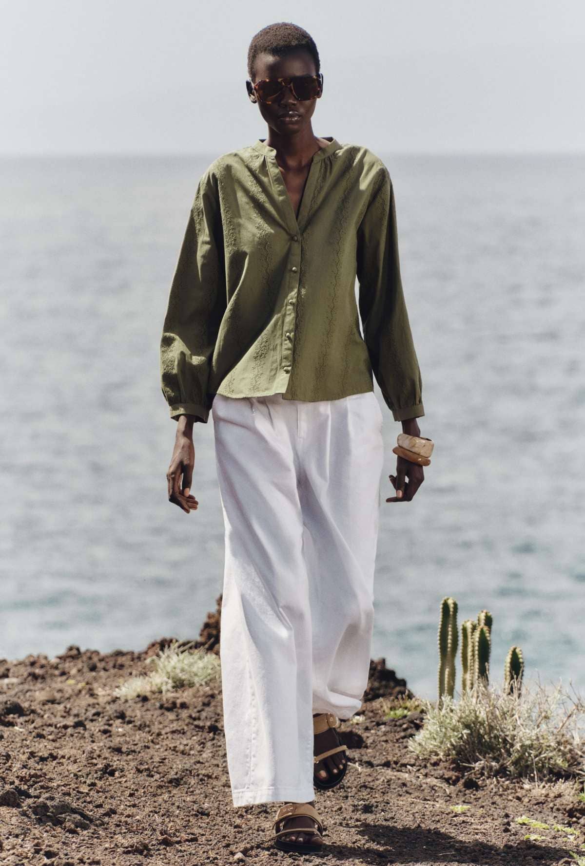 Blusa bordados perforados de Zara