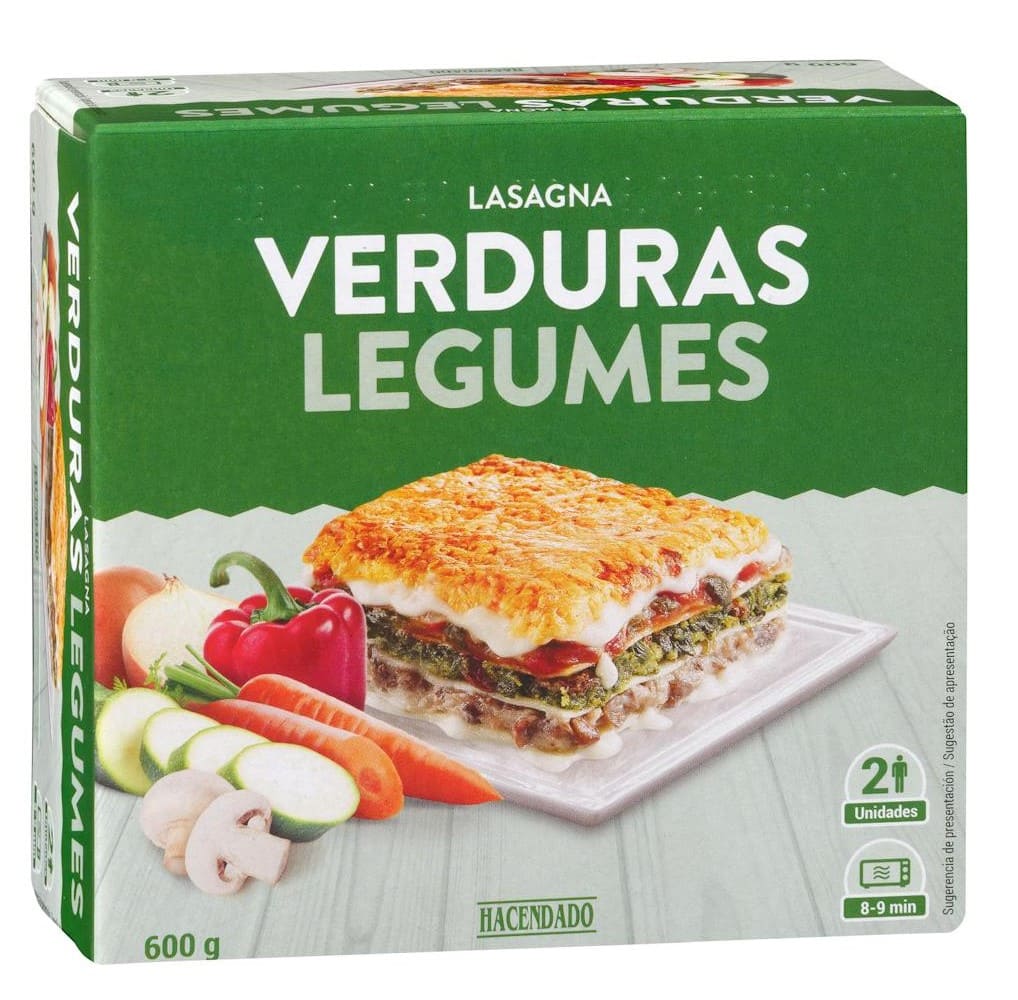 Lasaña de verduras Hacendado ultracongelada