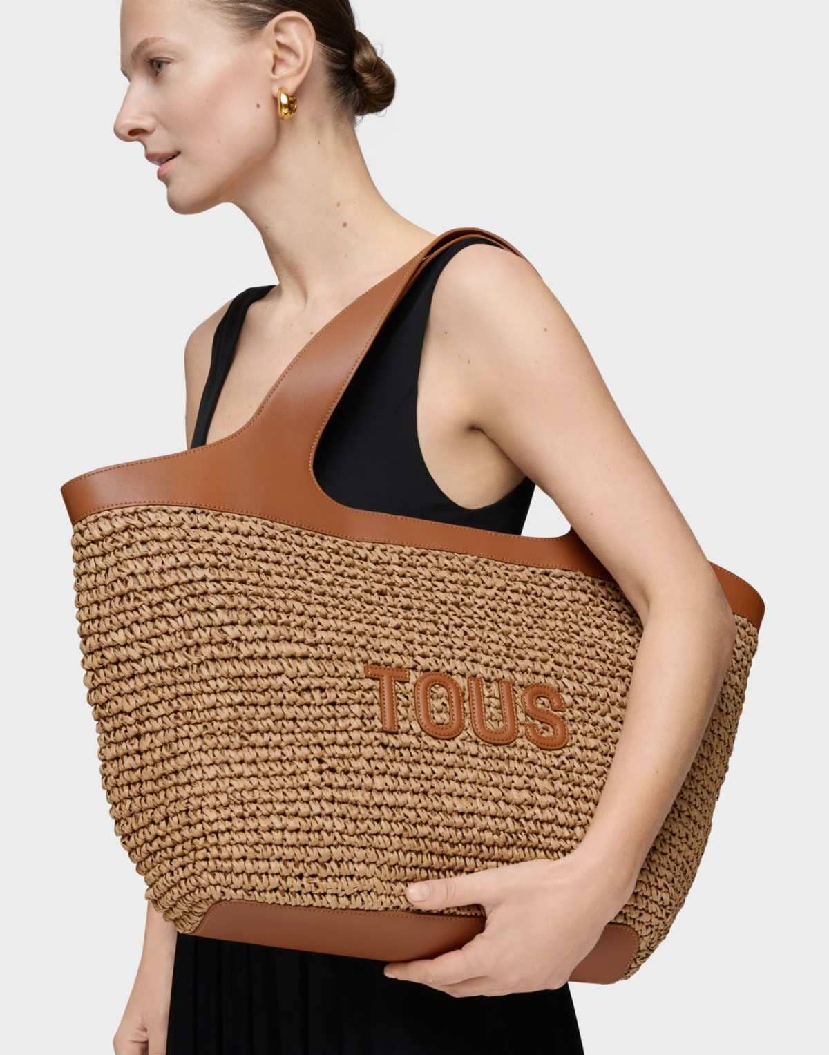 Capazo grande camel TOUS Lirio Rafia