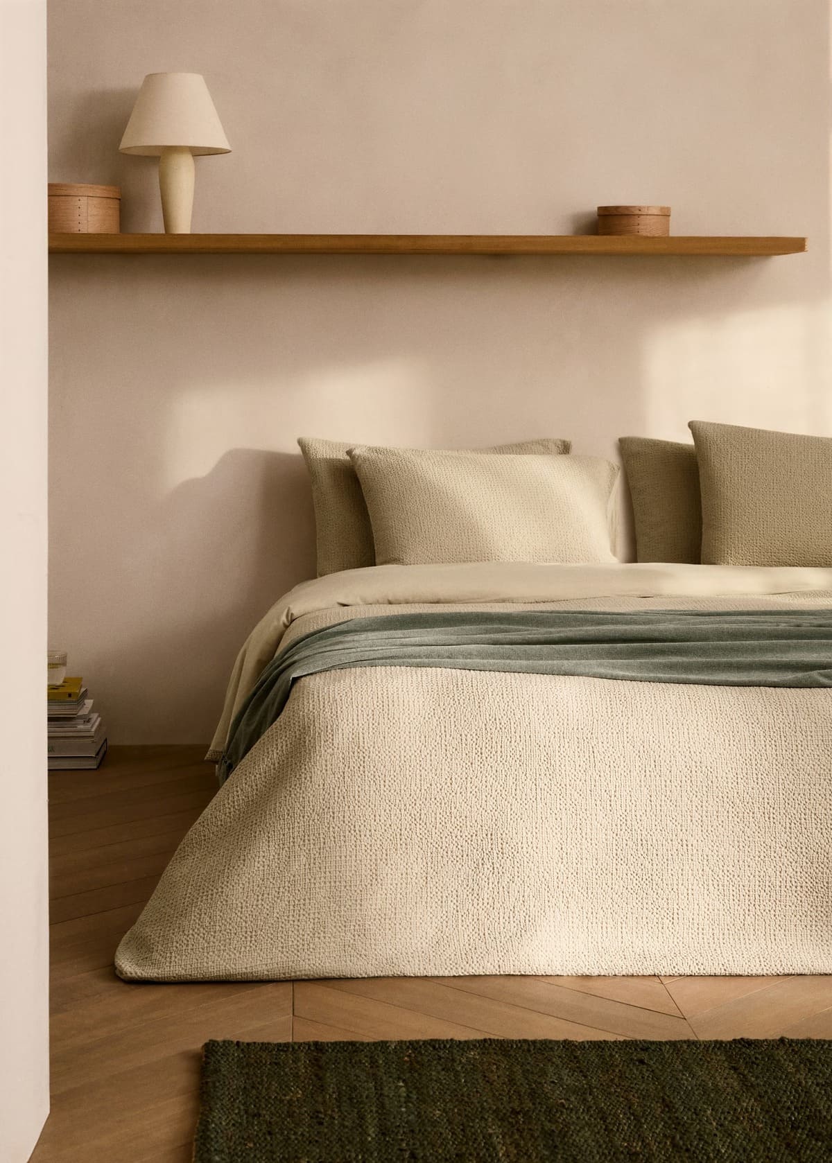 La nueva funda de algodón percal waffle en color arena de Mango Home