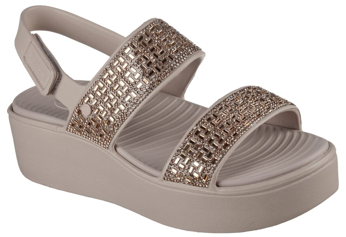 Las sandalias Foamies: Arch Fit Upbeat - Aura en color taupe de Skechers