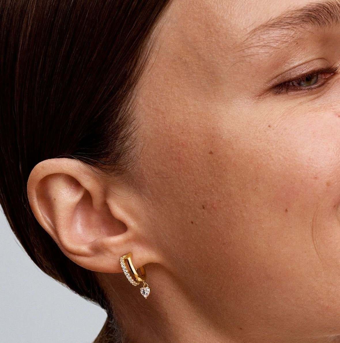 Pendientes de Aro Corazón Colgante de Pandora