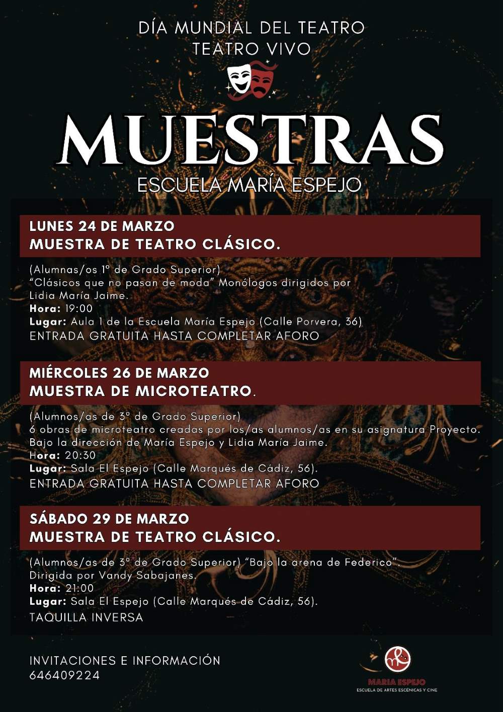 Programa de la Escuela María Espejo por el Día Mundial del Teatro