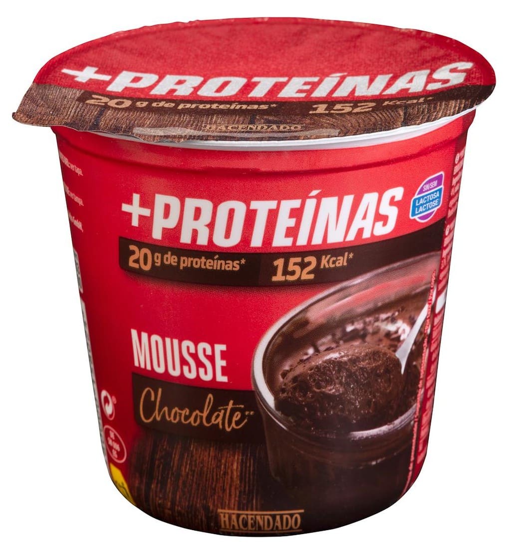 Mousse sabor chocolate +Proteínas Hacendado 20 g proteínas