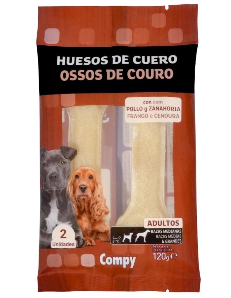 Huesos de cuero con pollo y zanahoria Compy