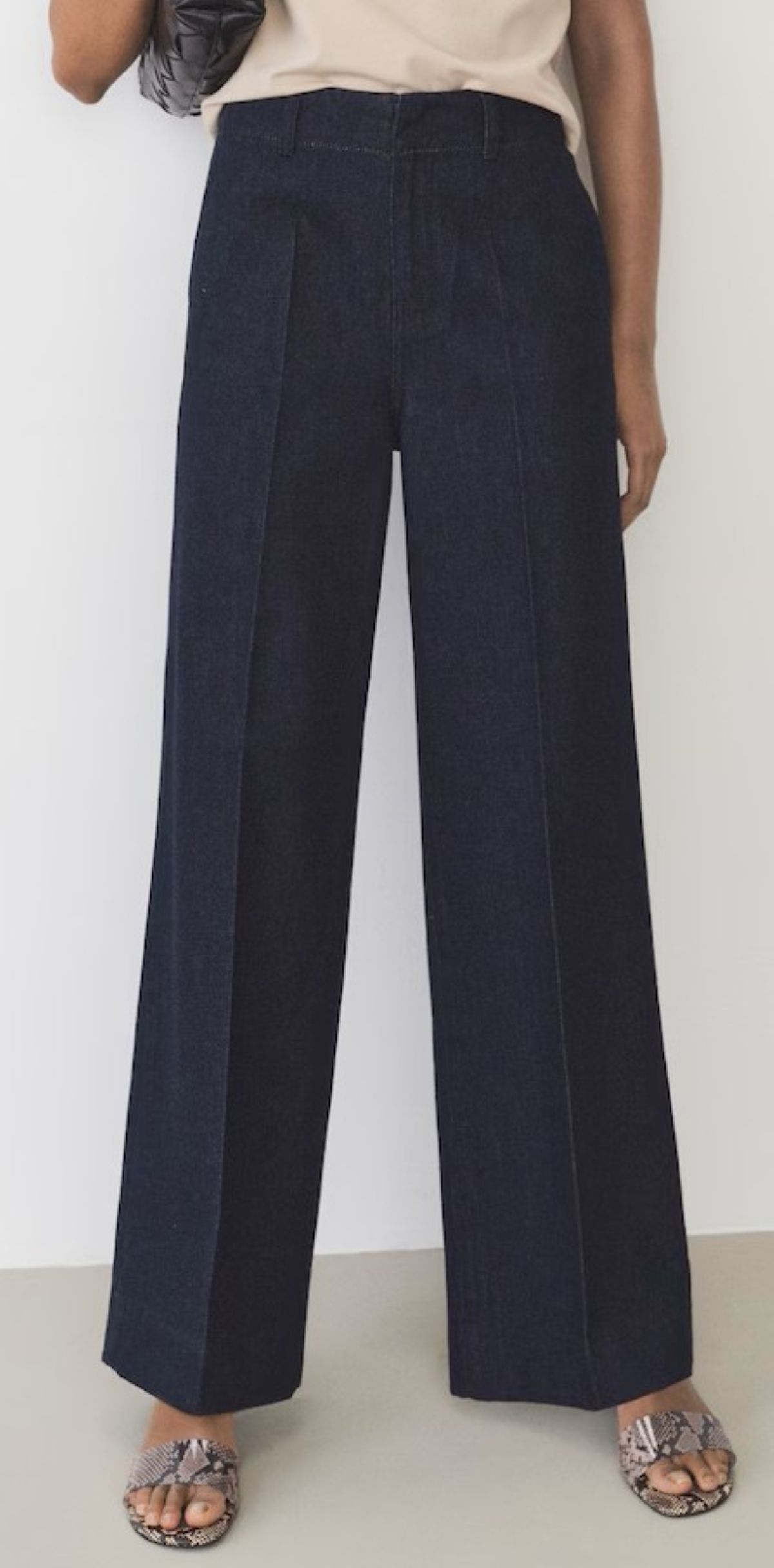 Pantalones wideleg vaqueros con tiro alto de Mango