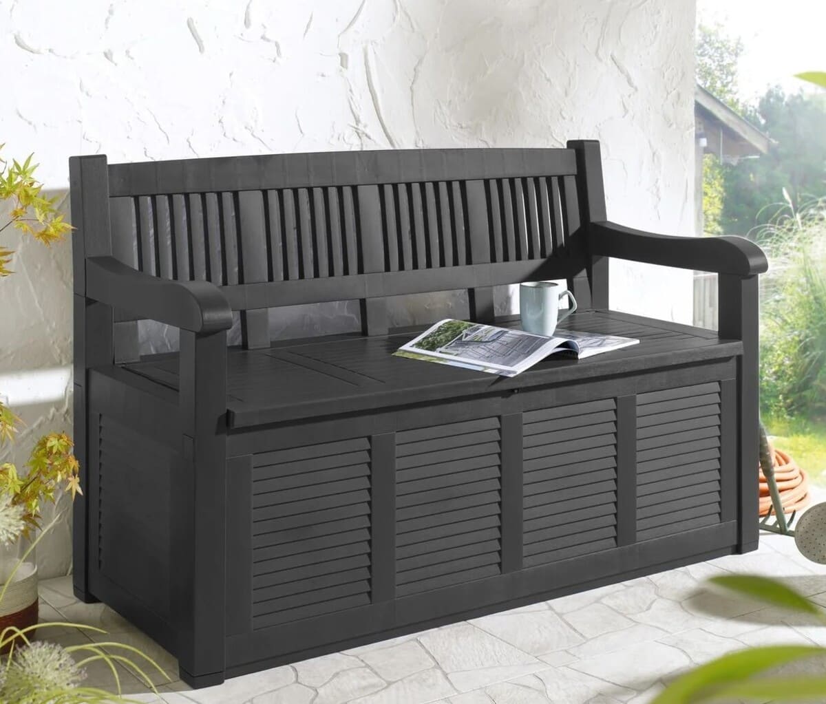 Banco con almacenaje para jardín de 280 L