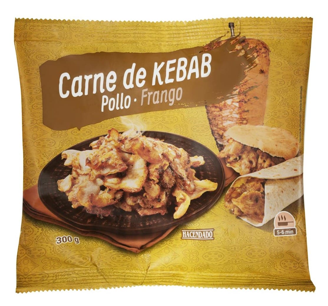 Relleno para kebab con carne de pollo asado Hacendado ultracongelado (1)