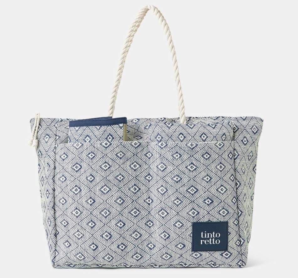 Tintoretto Maxi shopper de playa estampado de papel