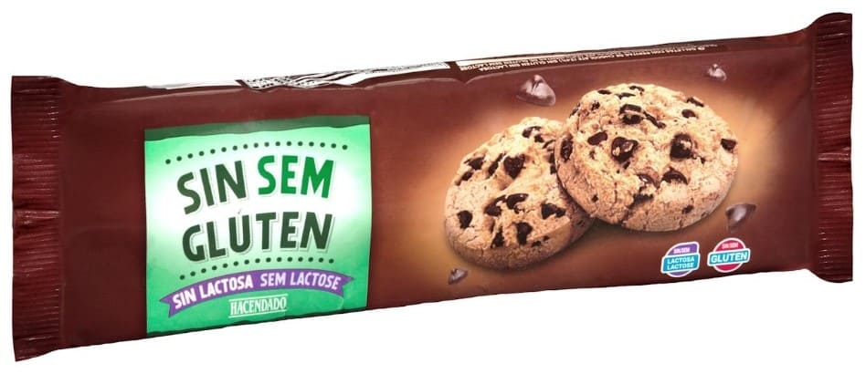 Galletas cookies sin gluten y sin lactosa Hacendado