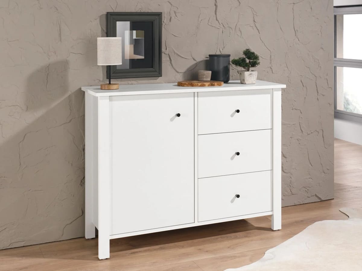 Cómoda de 3 cajones y 1 puerta