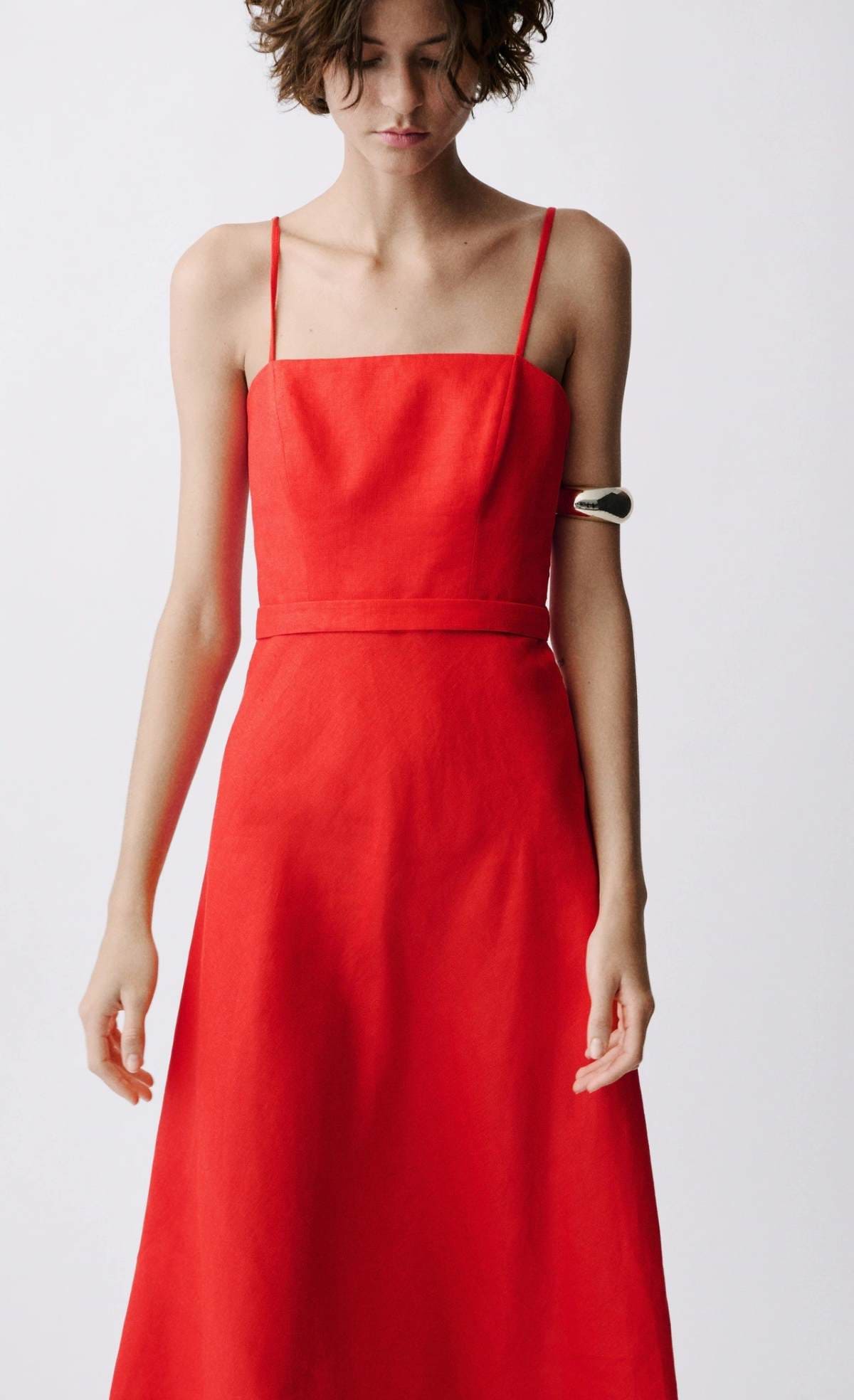 Vestido lino lazo de Mango