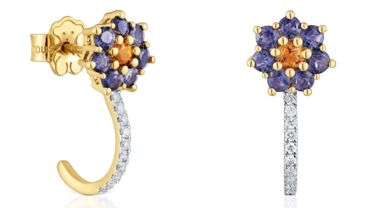 Pendientes de oro, gemas y diamantes Daisy de TOUS