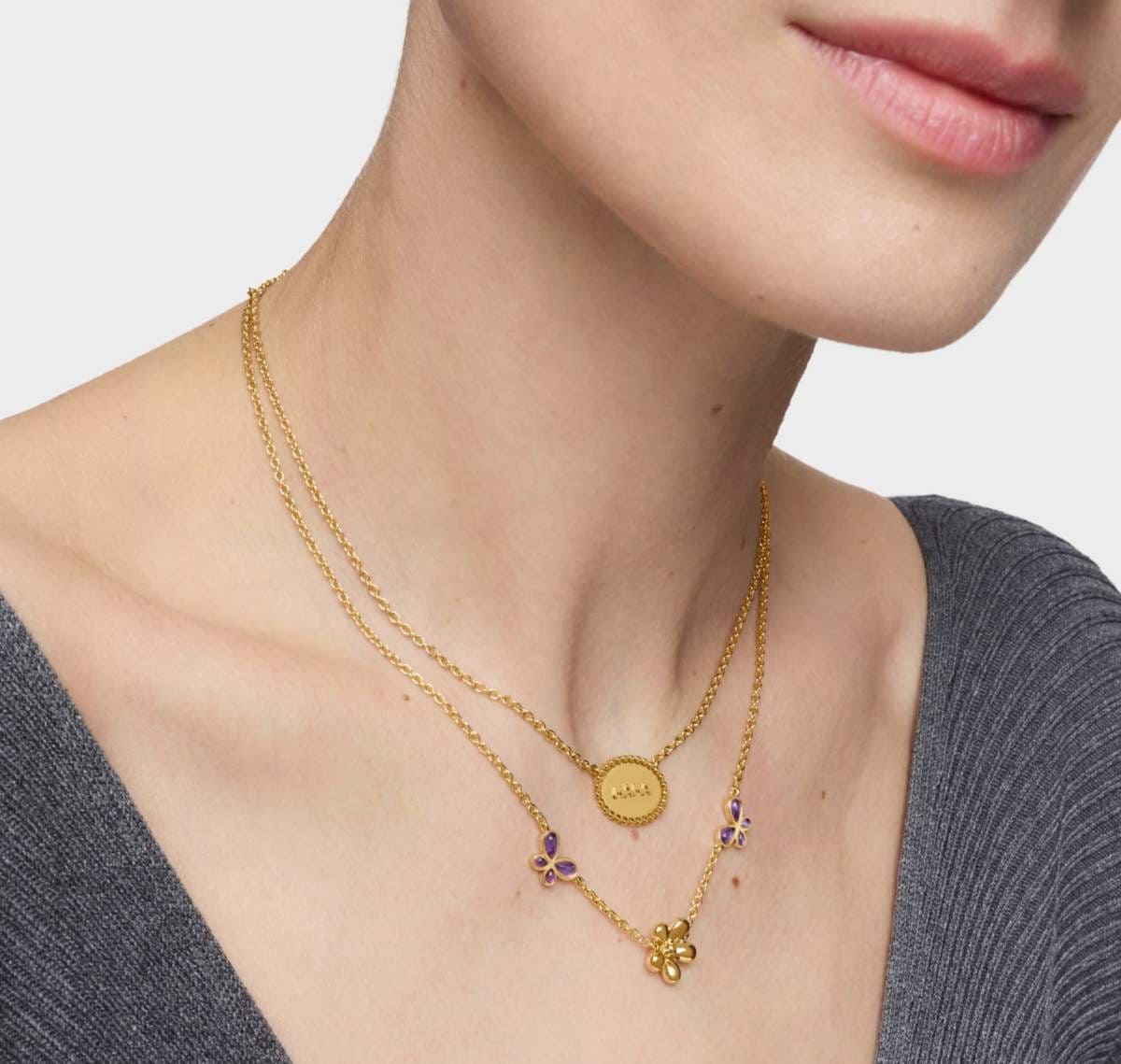 Collar corto con baño de oro 18 kt sobre plata placa TOUS Mama