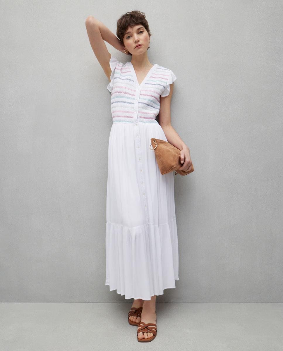 Vestido midi manga corta