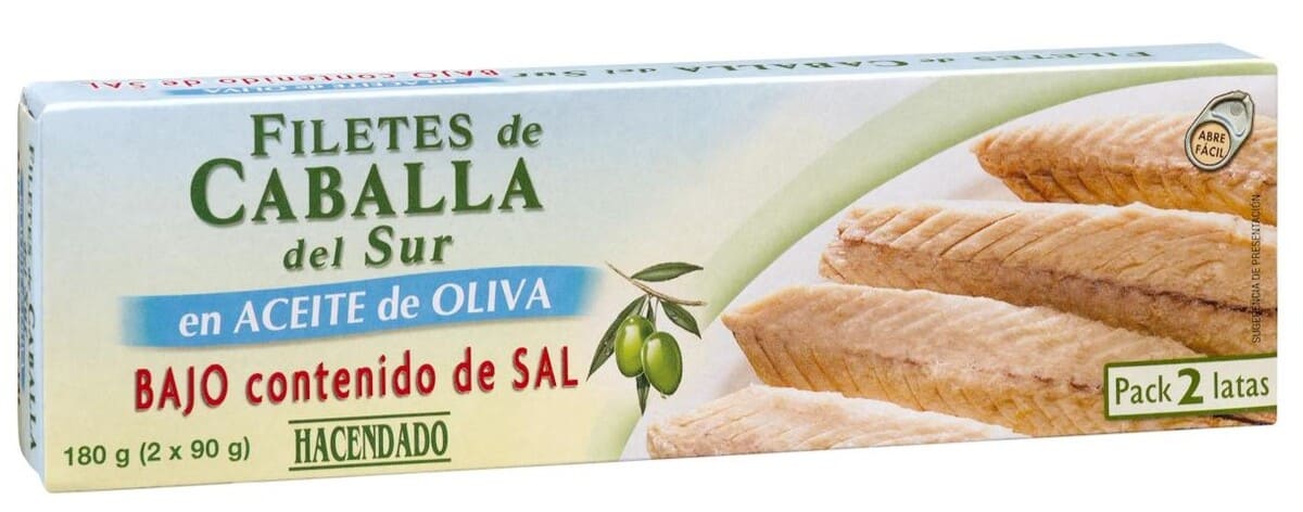 Filetes de caballa del sur en aceite de oliva Hacendado
