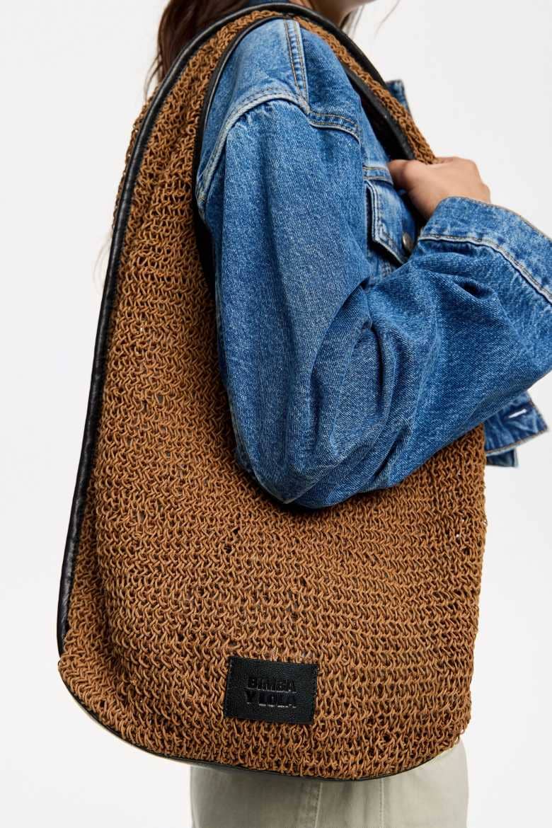 Bolso de hombro Paper trenzado oliva de Bimba y Lola