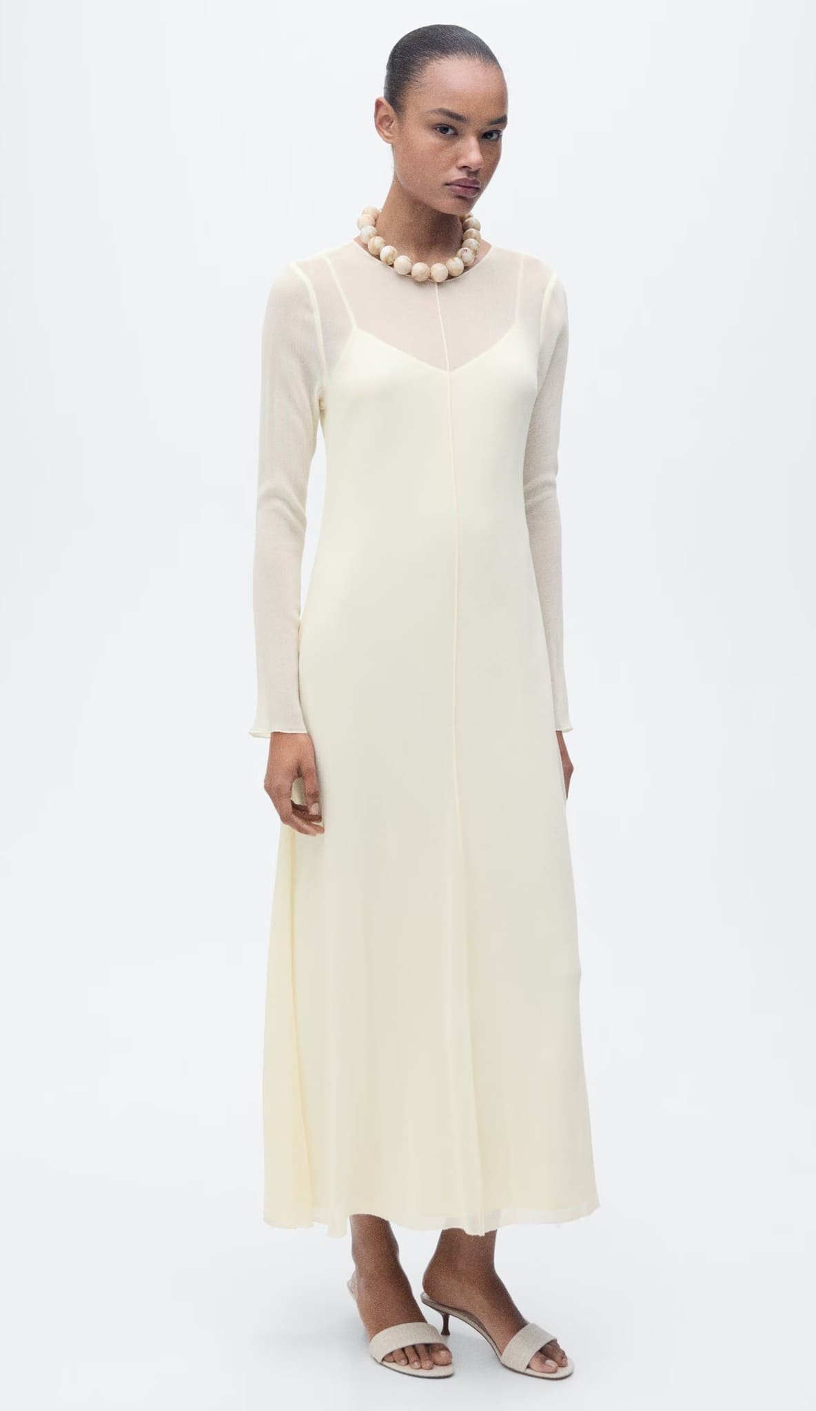 Vestido combinado semitransparente