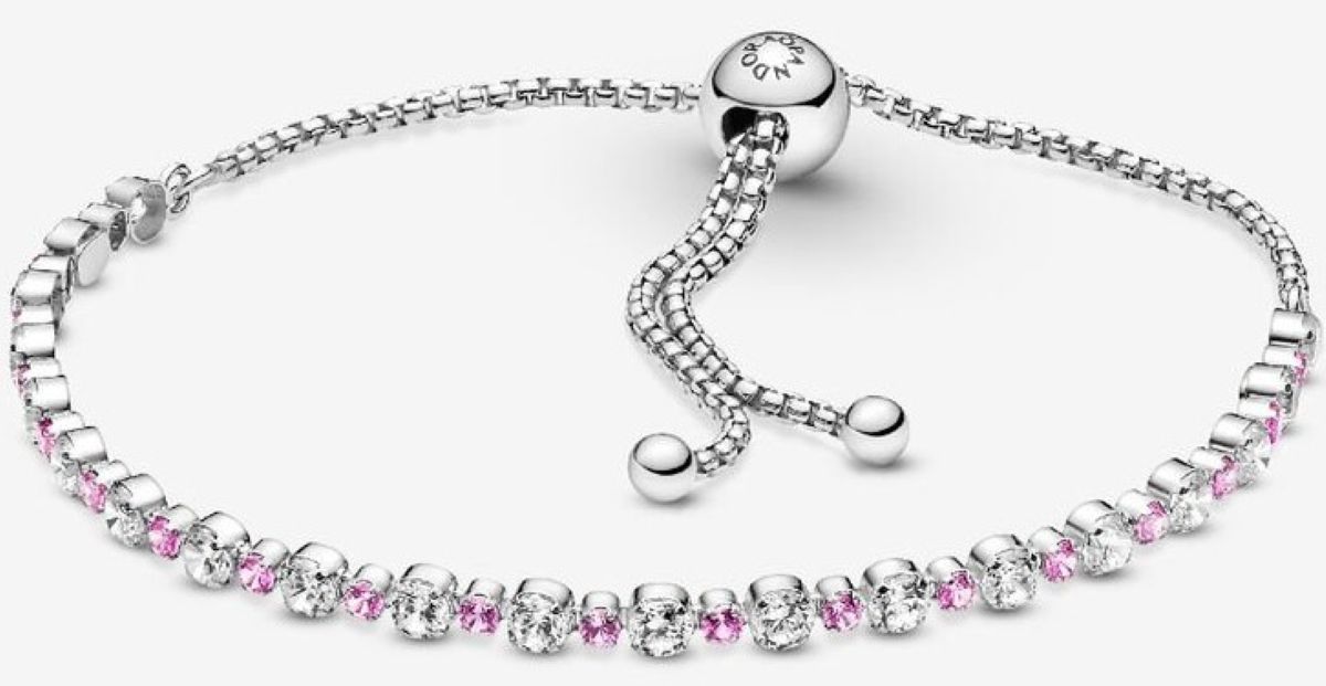 Pulsera rosa y transparente brillante con cierre deslizante de Pandora