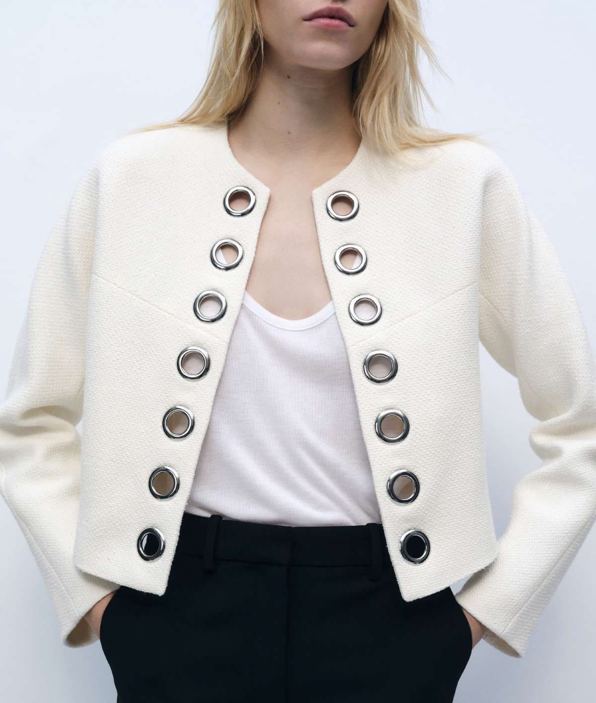 Chaqueta algodón ribete troquelado de Mango