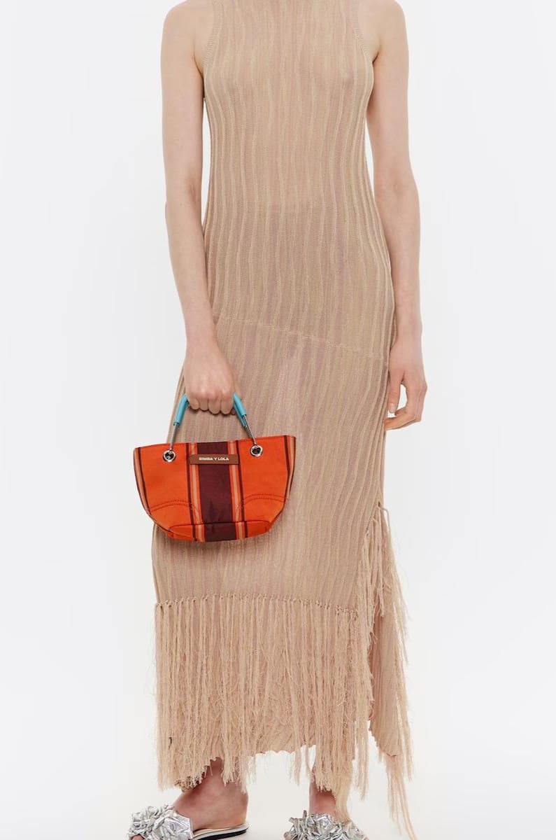 Bolso de mano mini con estampado de rayas