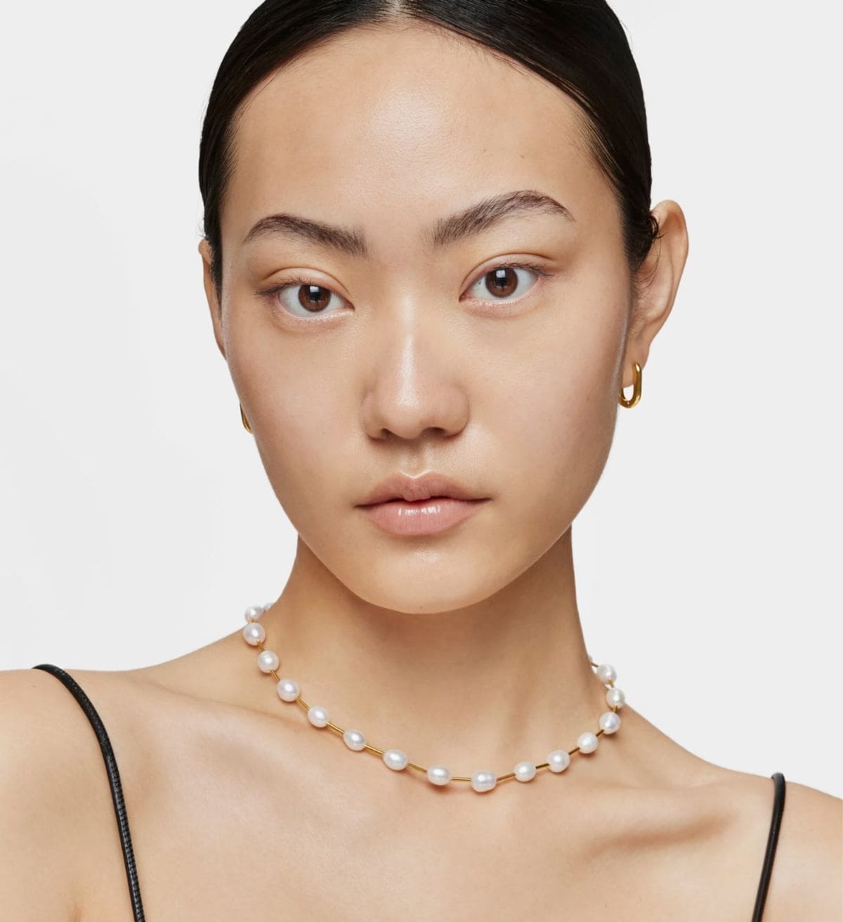 Gargantilla tubo con baño de oro de 18 kt sobre plata y perlas cultivadas Gloss de TOUS