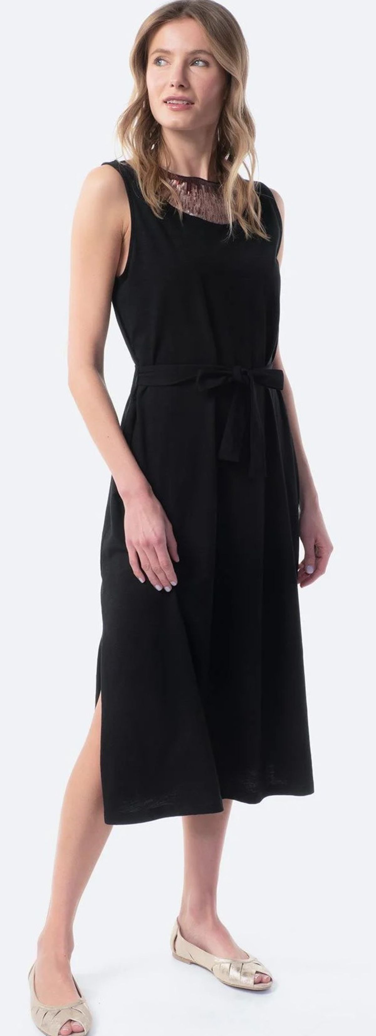 Vestido largo de punto negro TEX de Carrefour