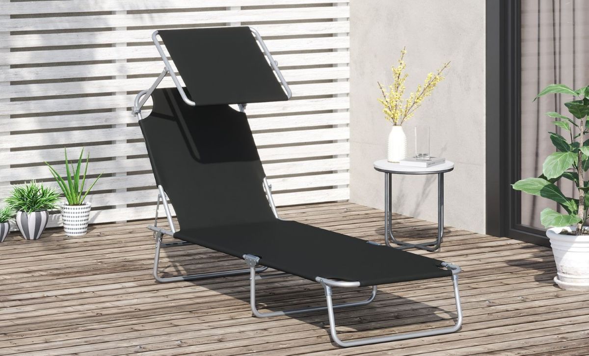Tumbona plegable con parasol Outsunny de Carrefour