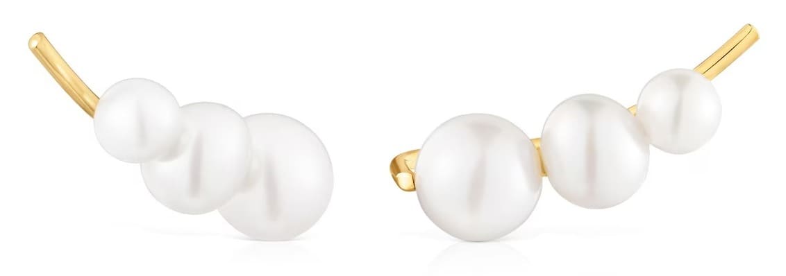 Los nuevos pendientes trepadores de oro y perlas cultivadas Sweet Dolls de Tous