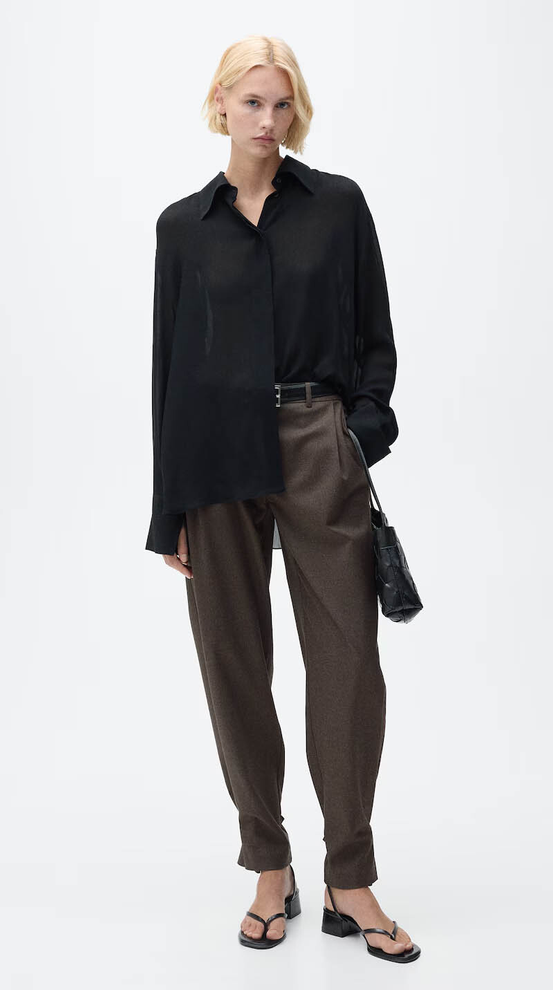 Pantalón Wideleg bajo abotonado