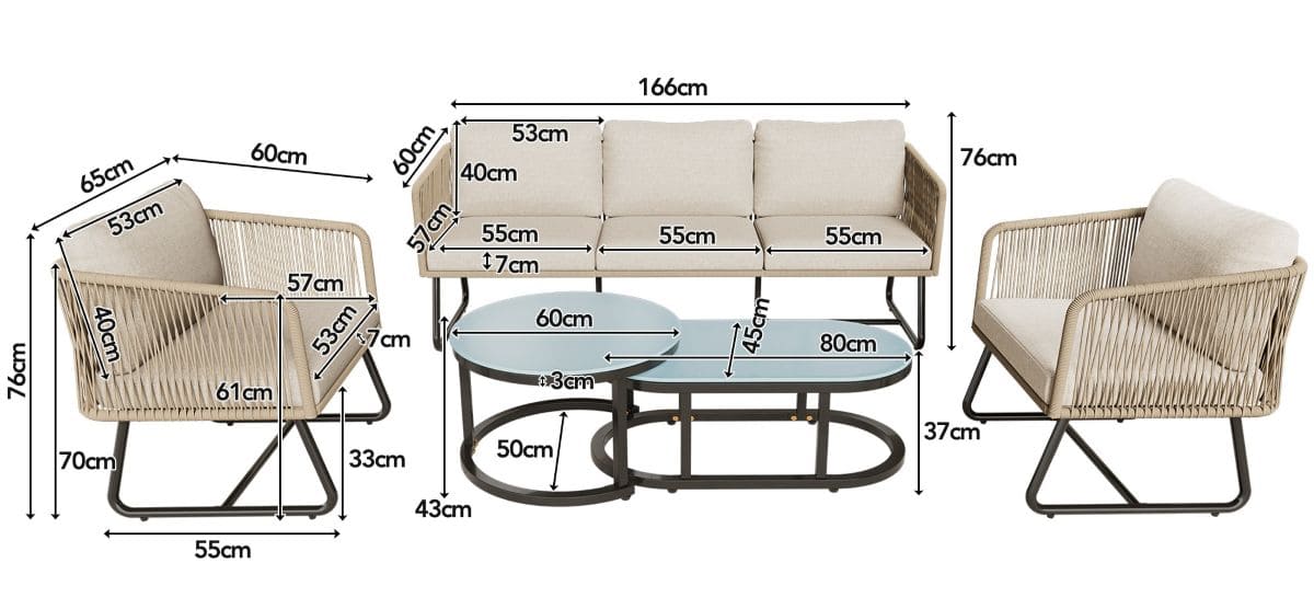 Mobiliario de jardín modular en hierro galvanizado 1 sofá 3 plazas 2 sillones mesas de centro nido de Leroy Merlin