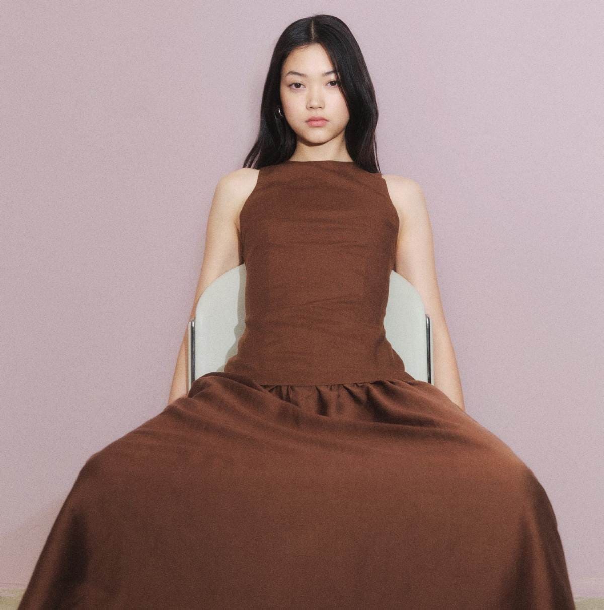 Vestido midi tejido combinado de Mango