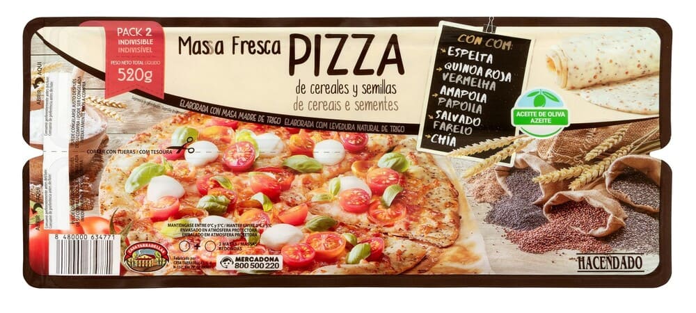 Masa fresca pizza de cereales y semillas Hacendado