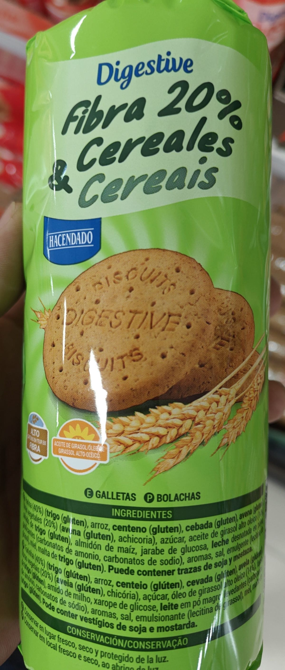 Galletas Digestive fibra y cereales Hacendado
