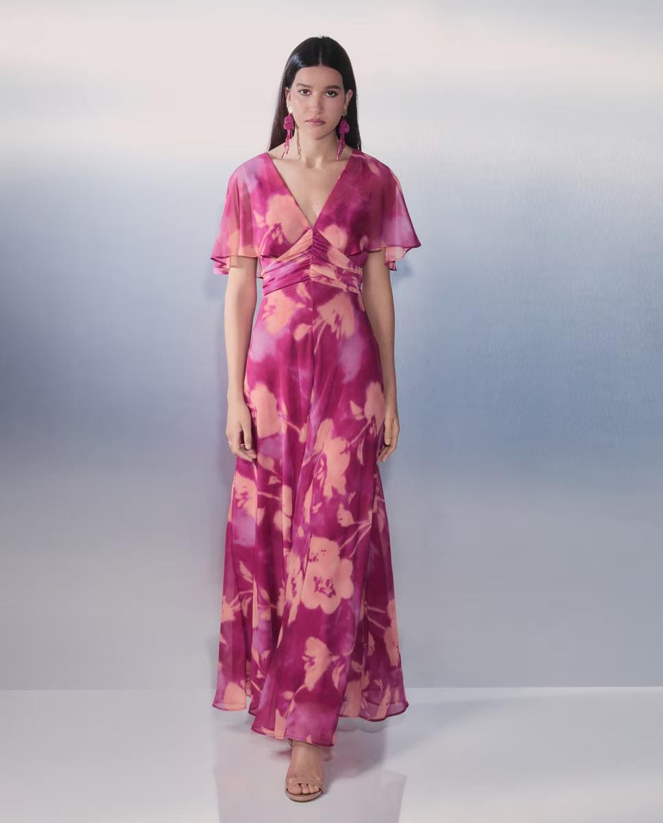 Vestido manga corta largo de capa Tintoretto