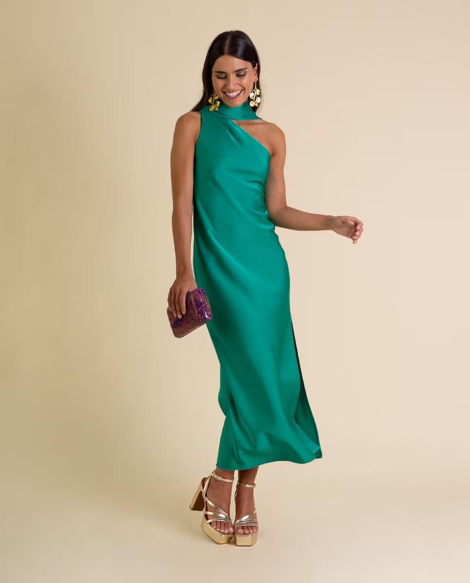 Vestido midi asimétrico con lazada The-Art