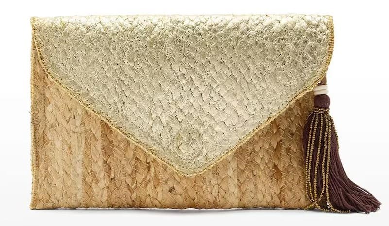 Bolso de fiesta convertible a bandolera estilo sobre de yute