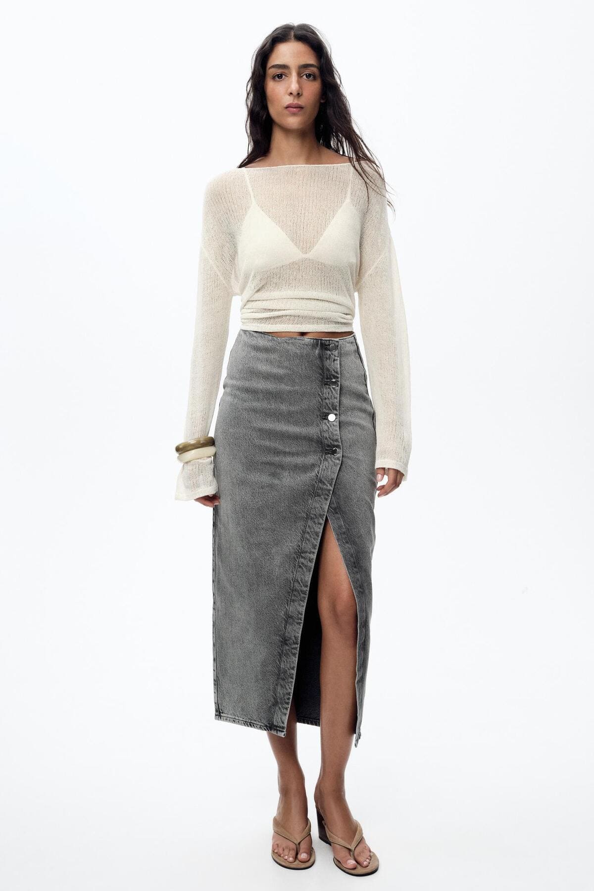 Falda z1975 midi cruzada en denim