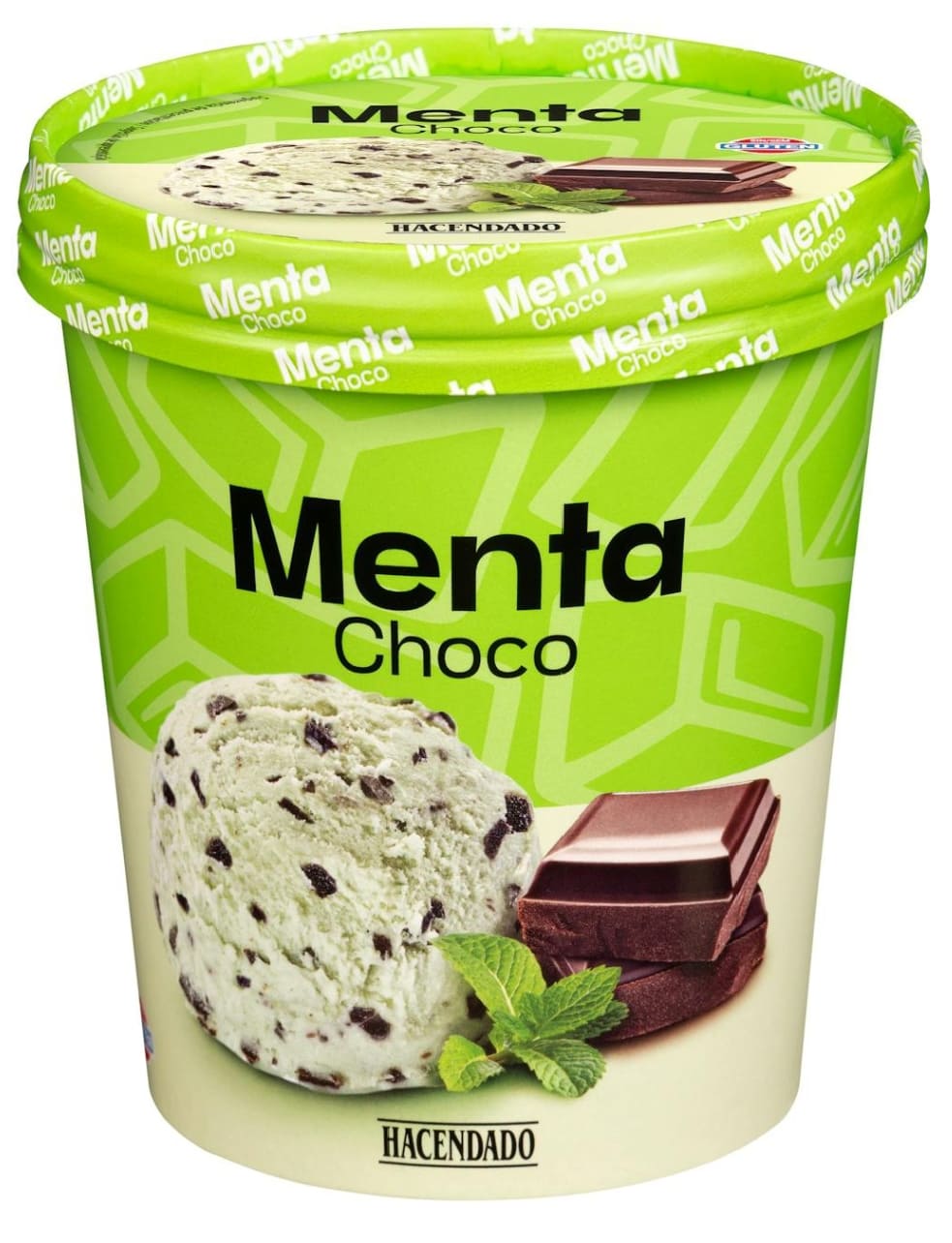 Helado menta choco con trocitos sabor chocolate Hacendado