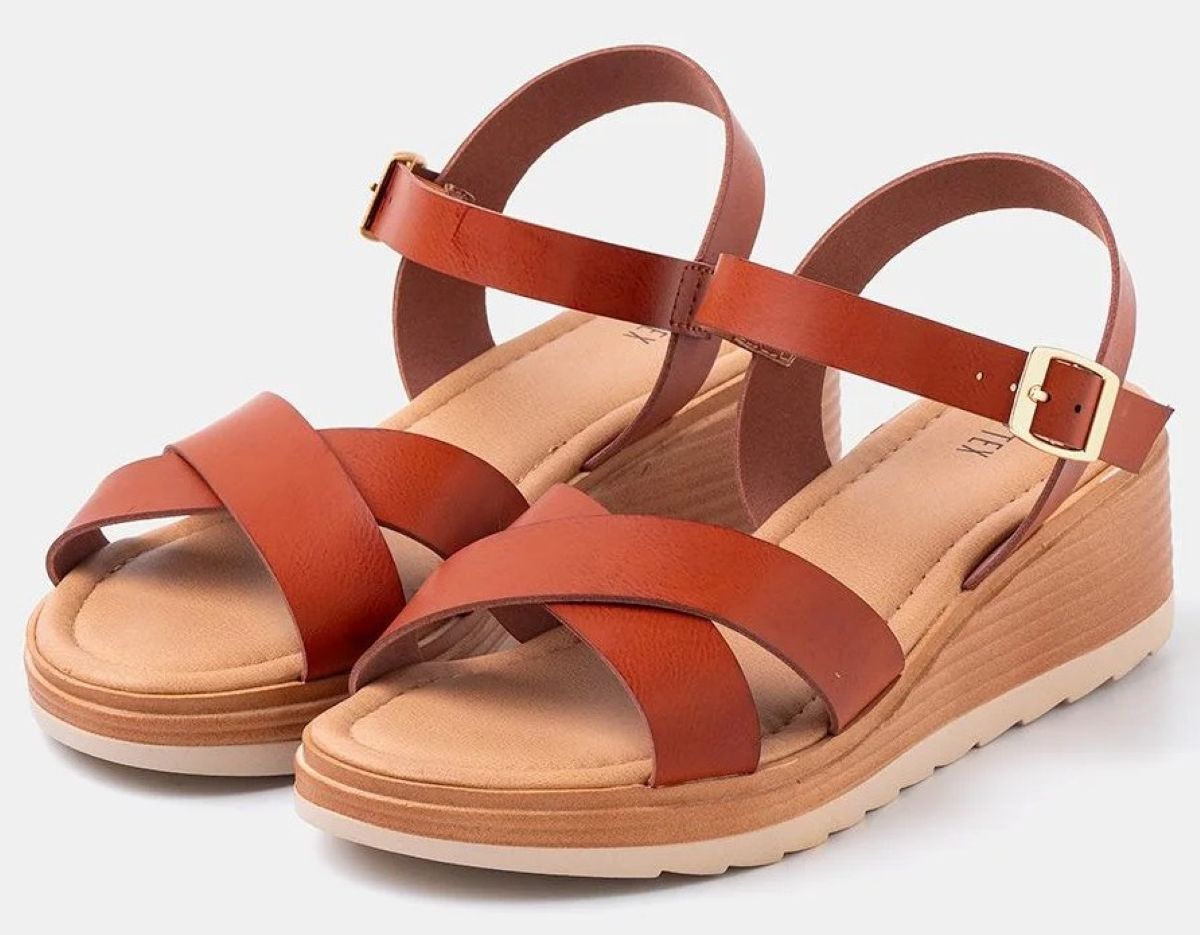 Sandalias de cuña con tiras cruzadas TEX de Carrefour