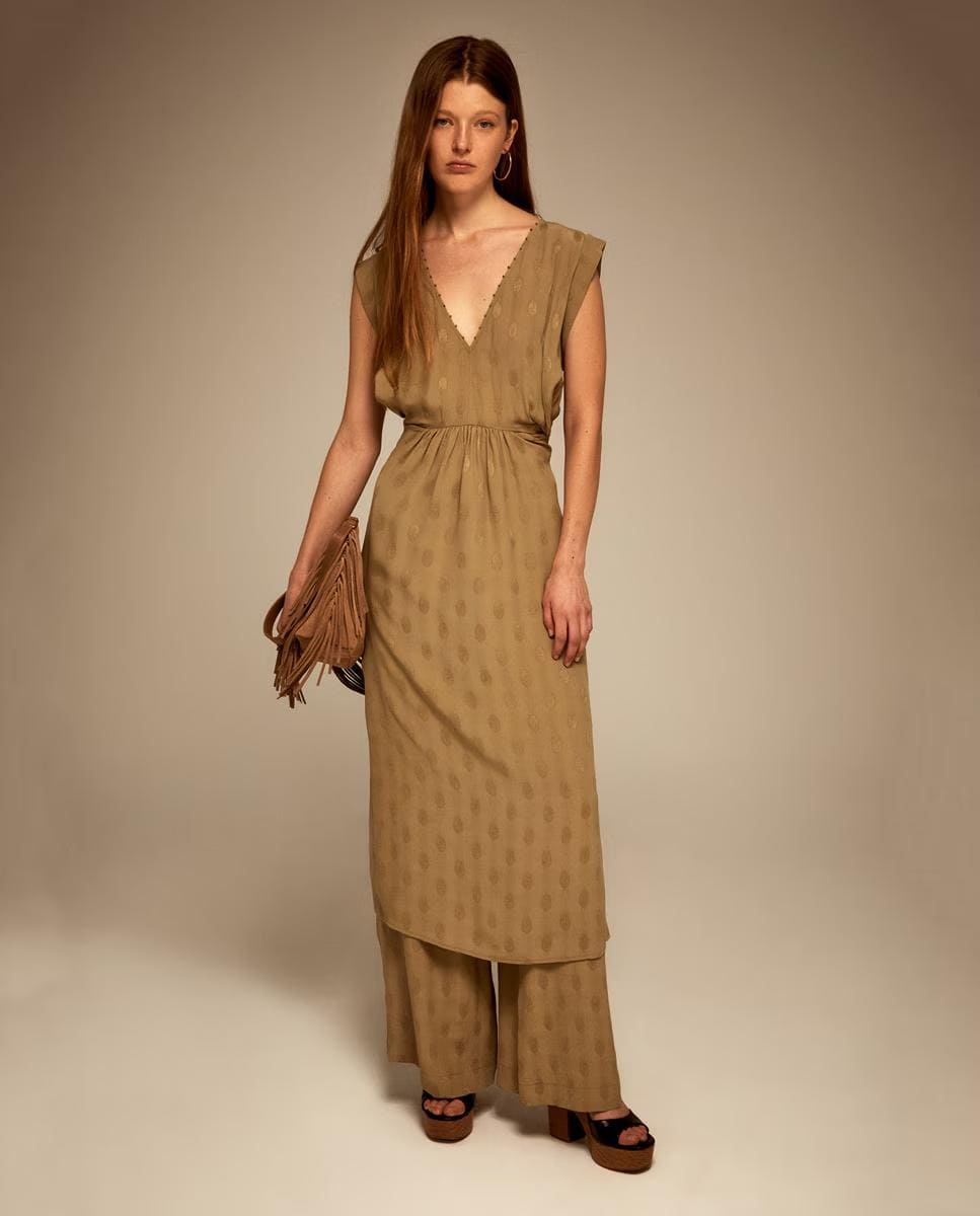 Vestido fluido jacquard