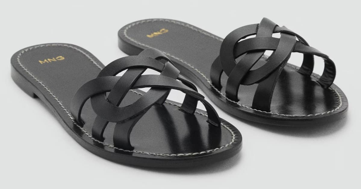 Sandalia piel tira entrelazada de Mango