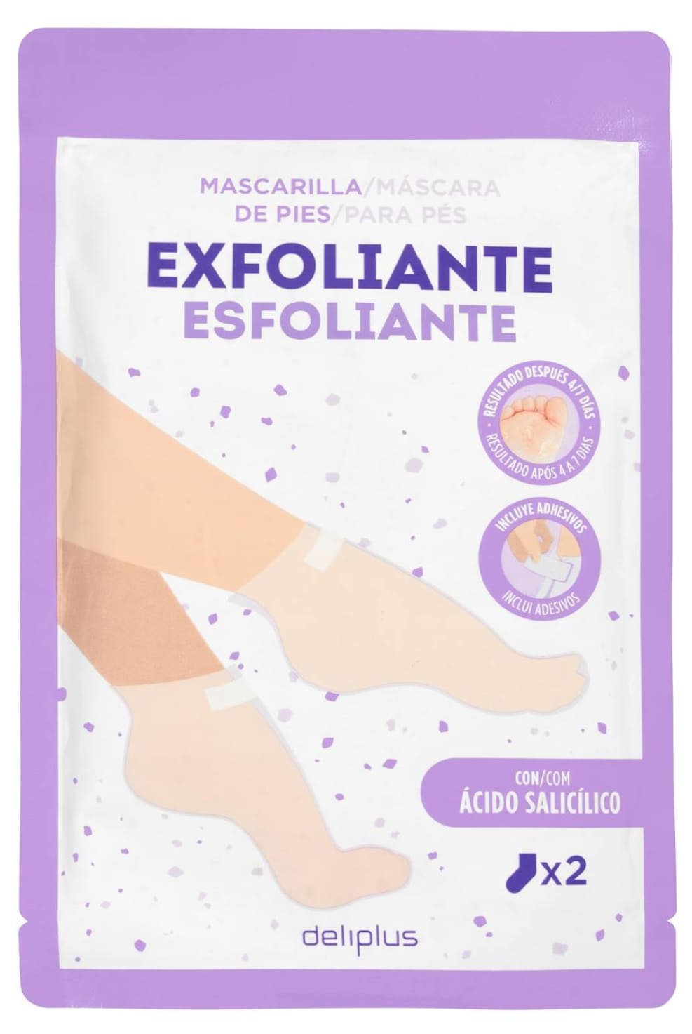 Mascarilla de pies exfoliante Deliplus con ácido salicílico
