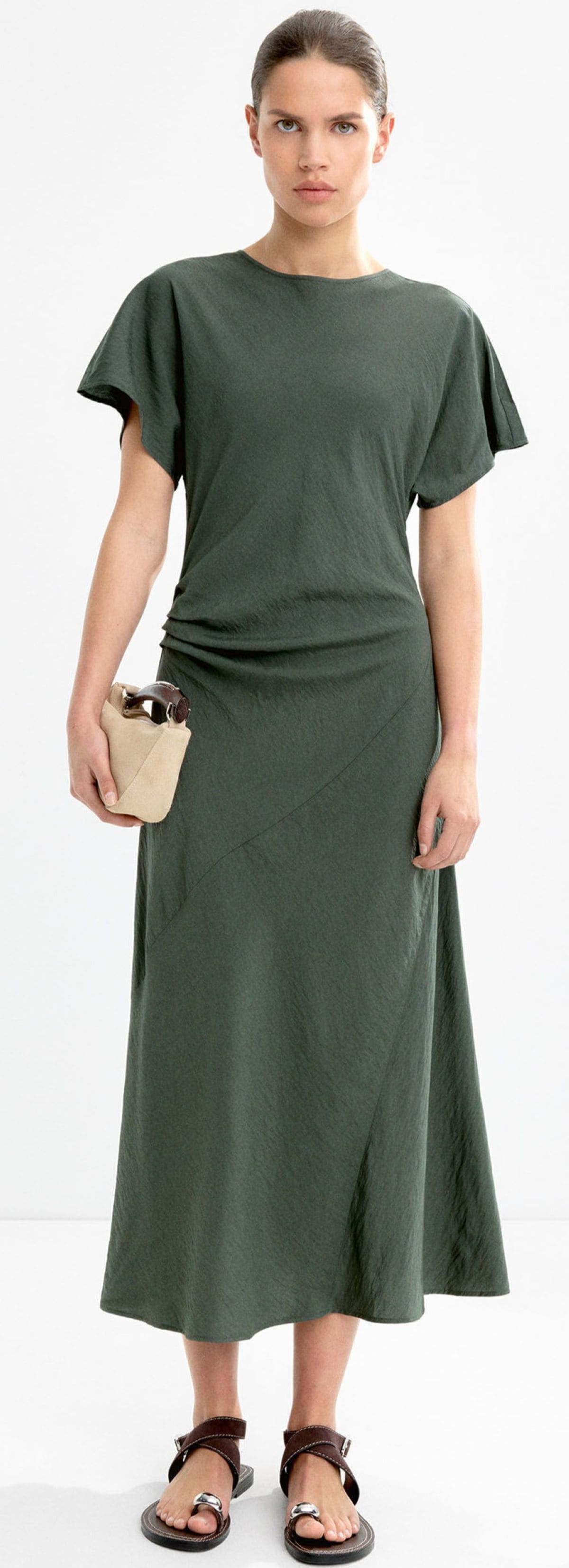 Vestido midi drapeado de Parfois