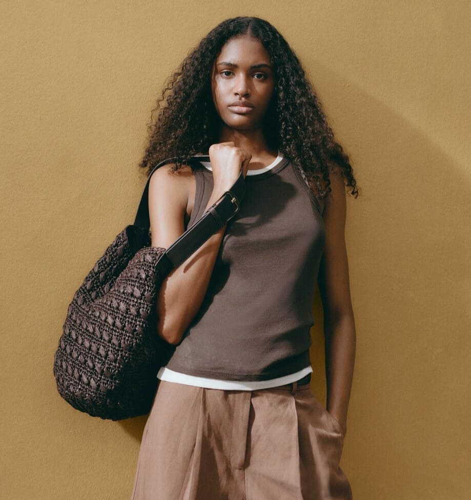 Bolso hombro fibra natural de Mango