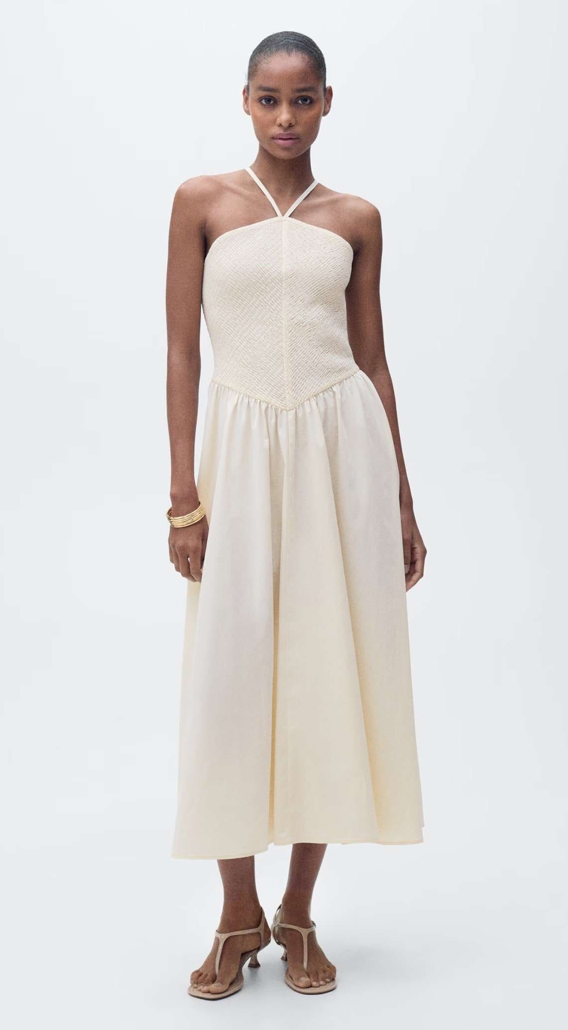 Vestido halter combinado de Mango