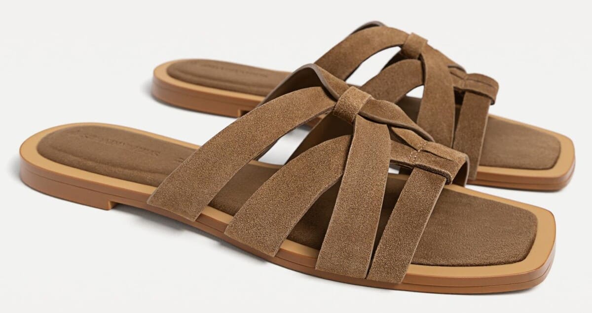 Sandalias planas de serraje